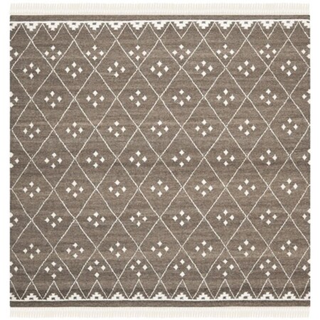 Safavieh Natural Kilim Hand Woven Flat Weave Square Rug- Brown - Ivory- 5 X 5 Ft. NKM316A-5SQ